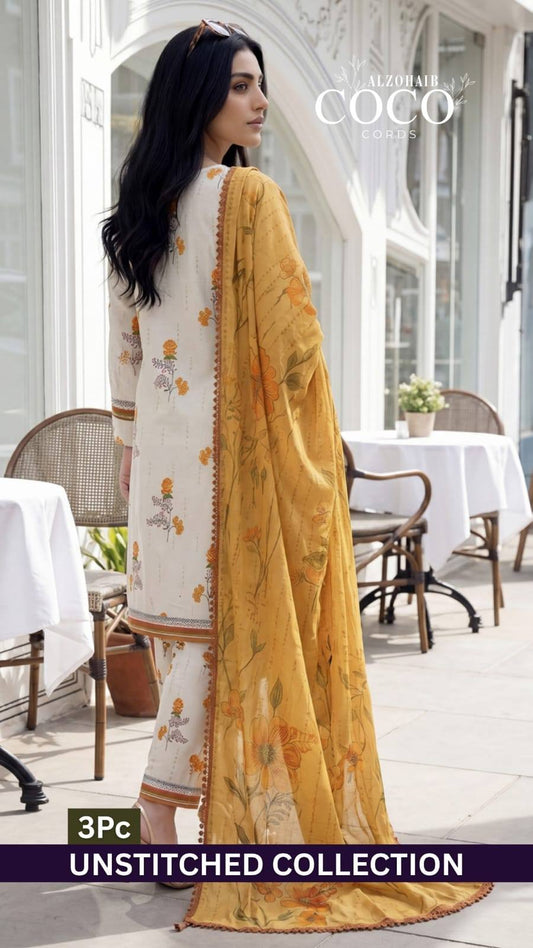 Al Zohaib Unstitched lawn Coco 3 Piece