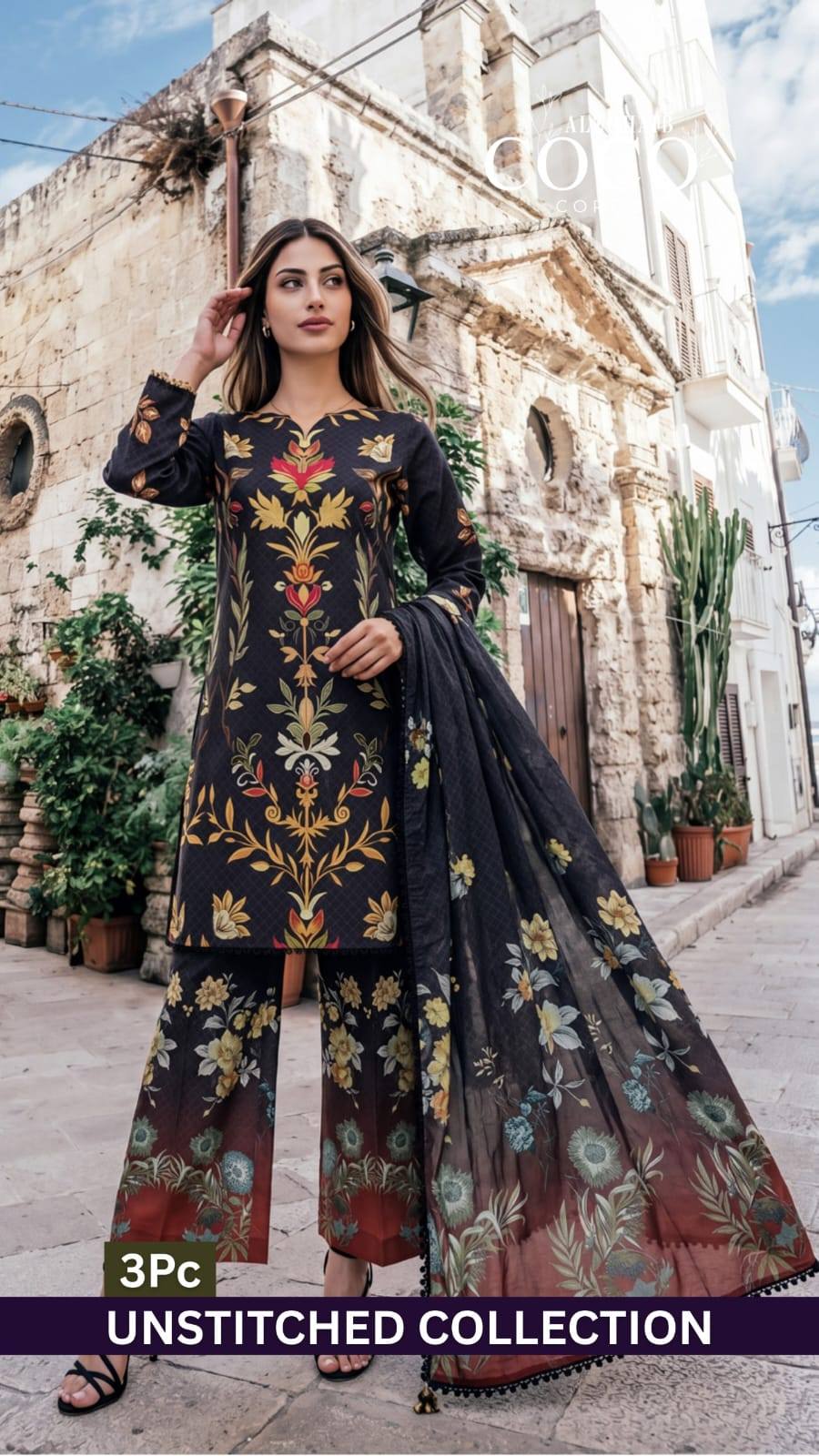 Al Zohaib Unstitched lawn Coco 3 Piece