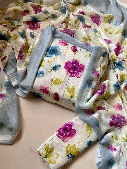 Bana Dora lawn with jacquard Duppata 3 Piece