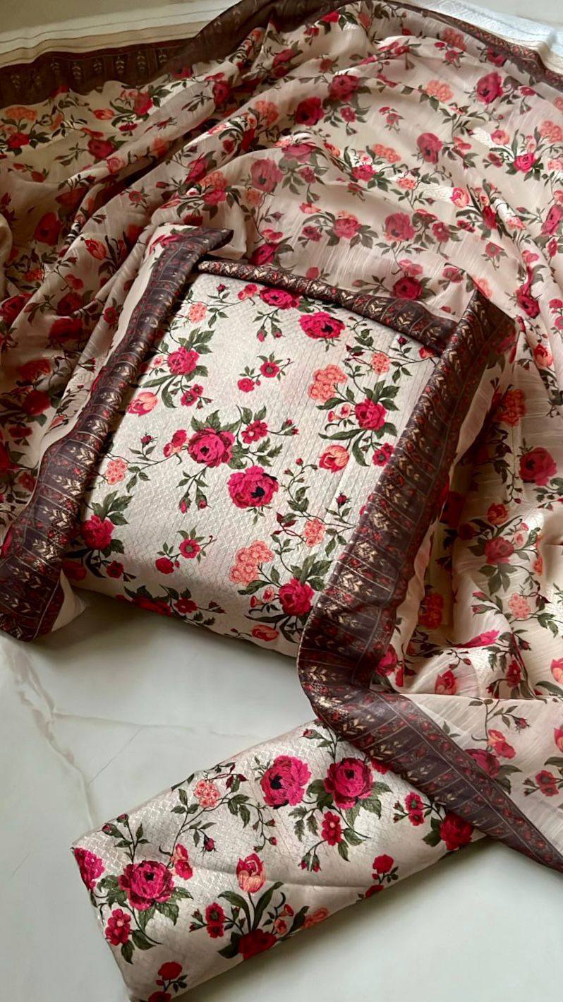 Bana Dora lawn with jacquard Duppata 3 Piece