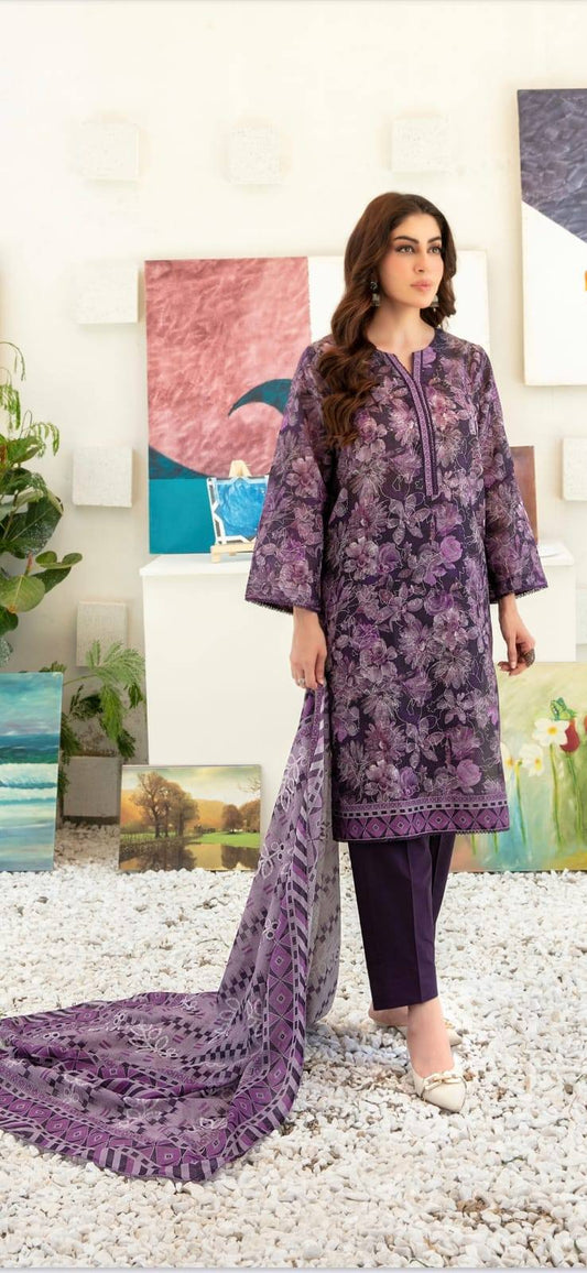 Stitched Digital Printed Chamki Lawn Shirt/Trouser
