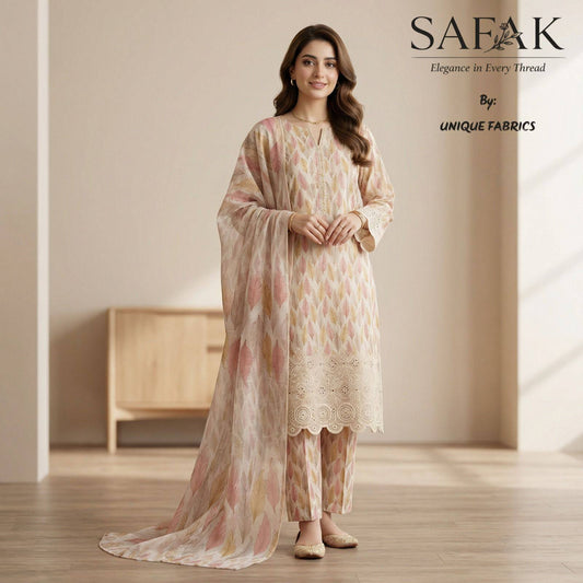 SAFAK Digital Floral Print Embroidered lawn Dress