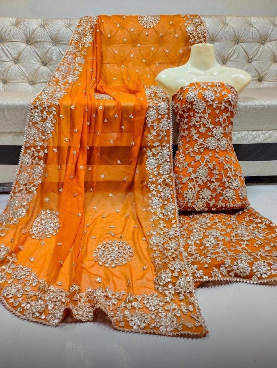 Handmade LCD Bridal Gota Bember Chiffon 2 Piece