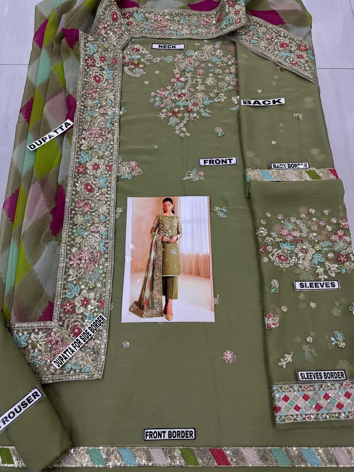 Cross Stitch Multi Embroidery Panel Work 3 Piece