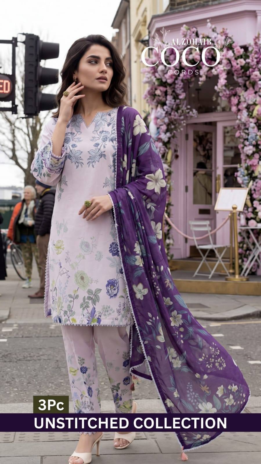 Al Zohaib Unstitched lawn Coco 3 Piece