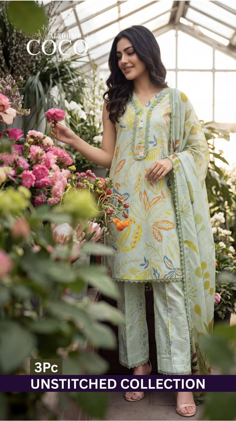 Al Zohaib Unstitched lawn Coco 3 Piece