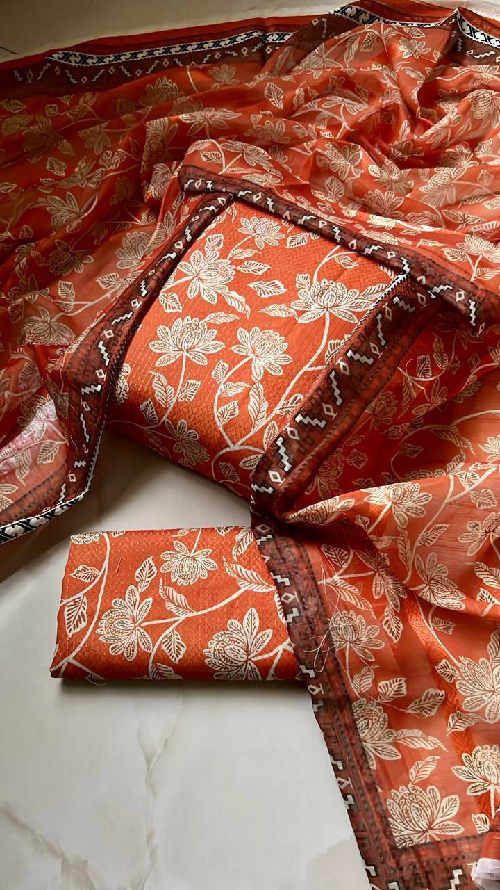 Bana Dora lawn with jacquard Duppata 3 Piece