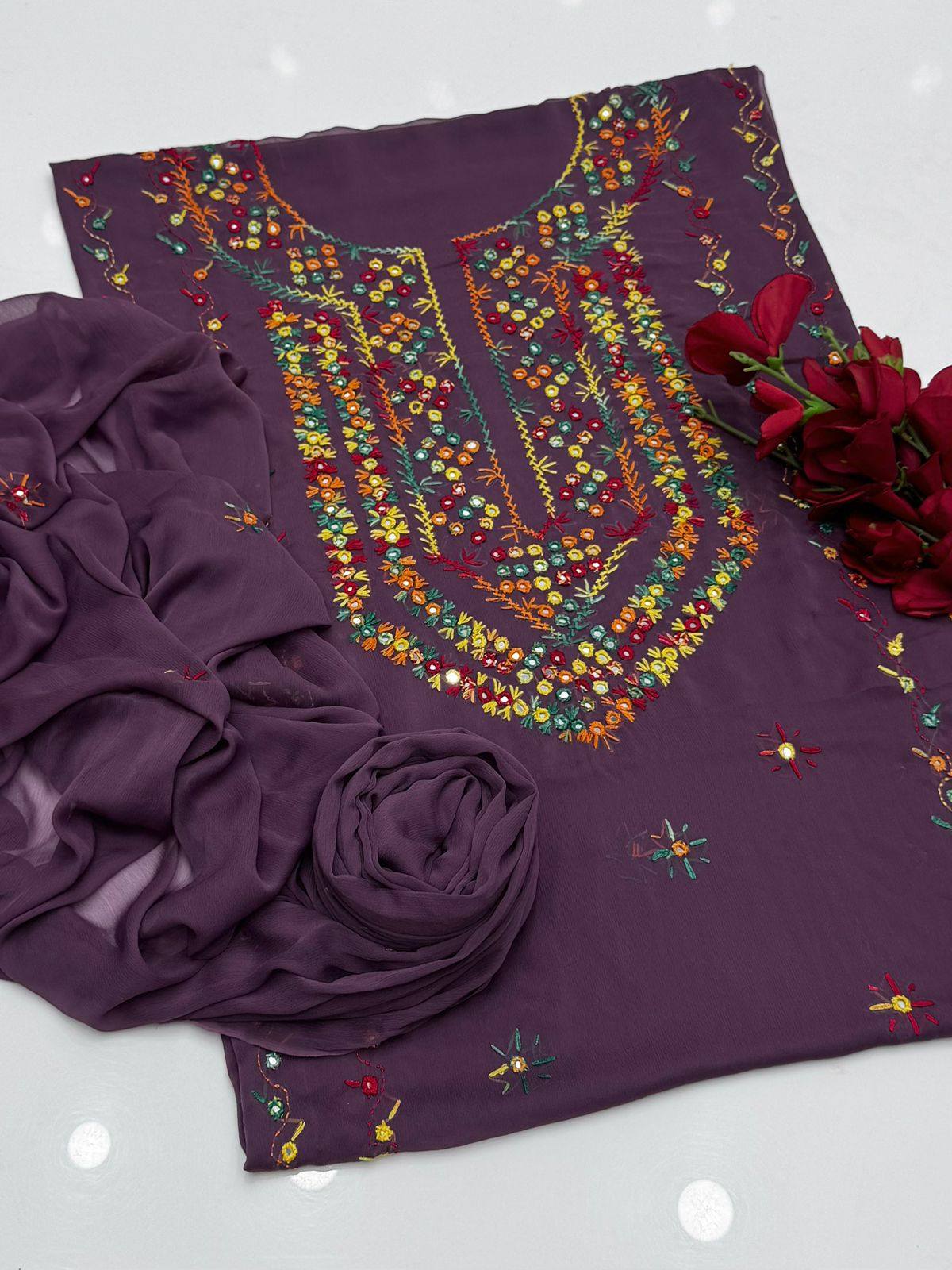 Hand Embroidered Bember Chiffon 2PC