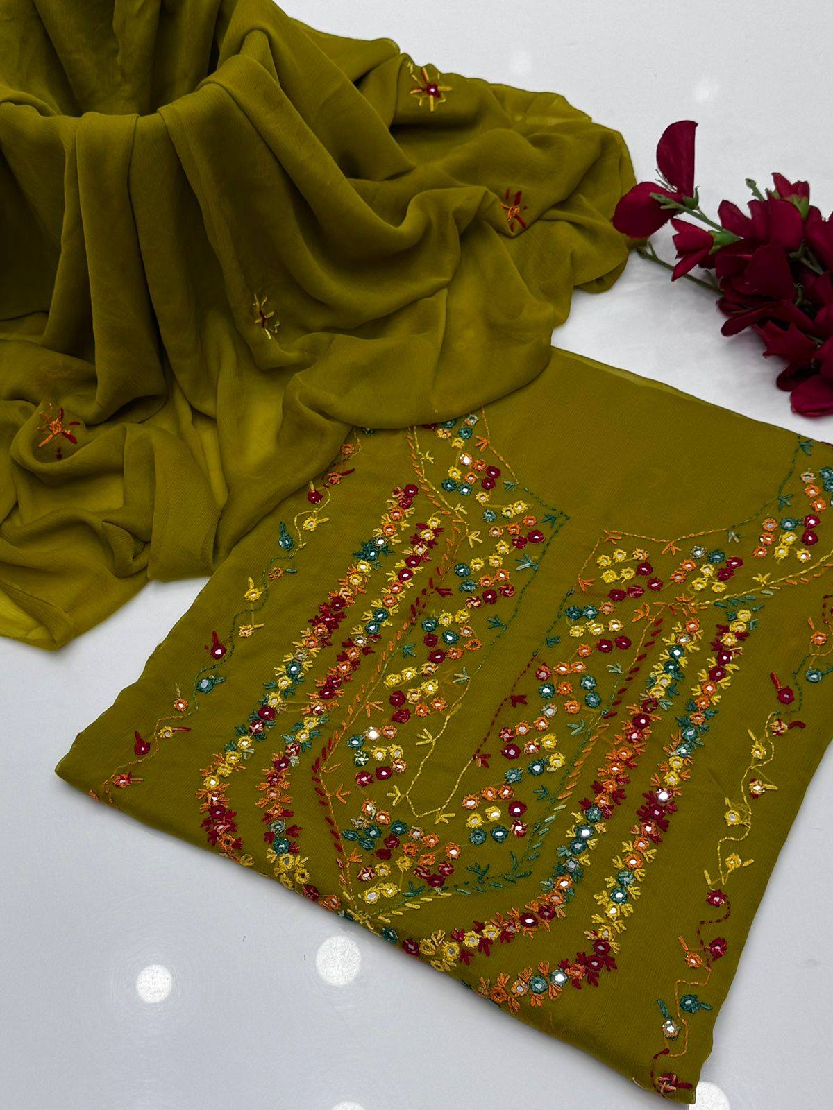 Hand Embroidered Bember Chiffon 2PC