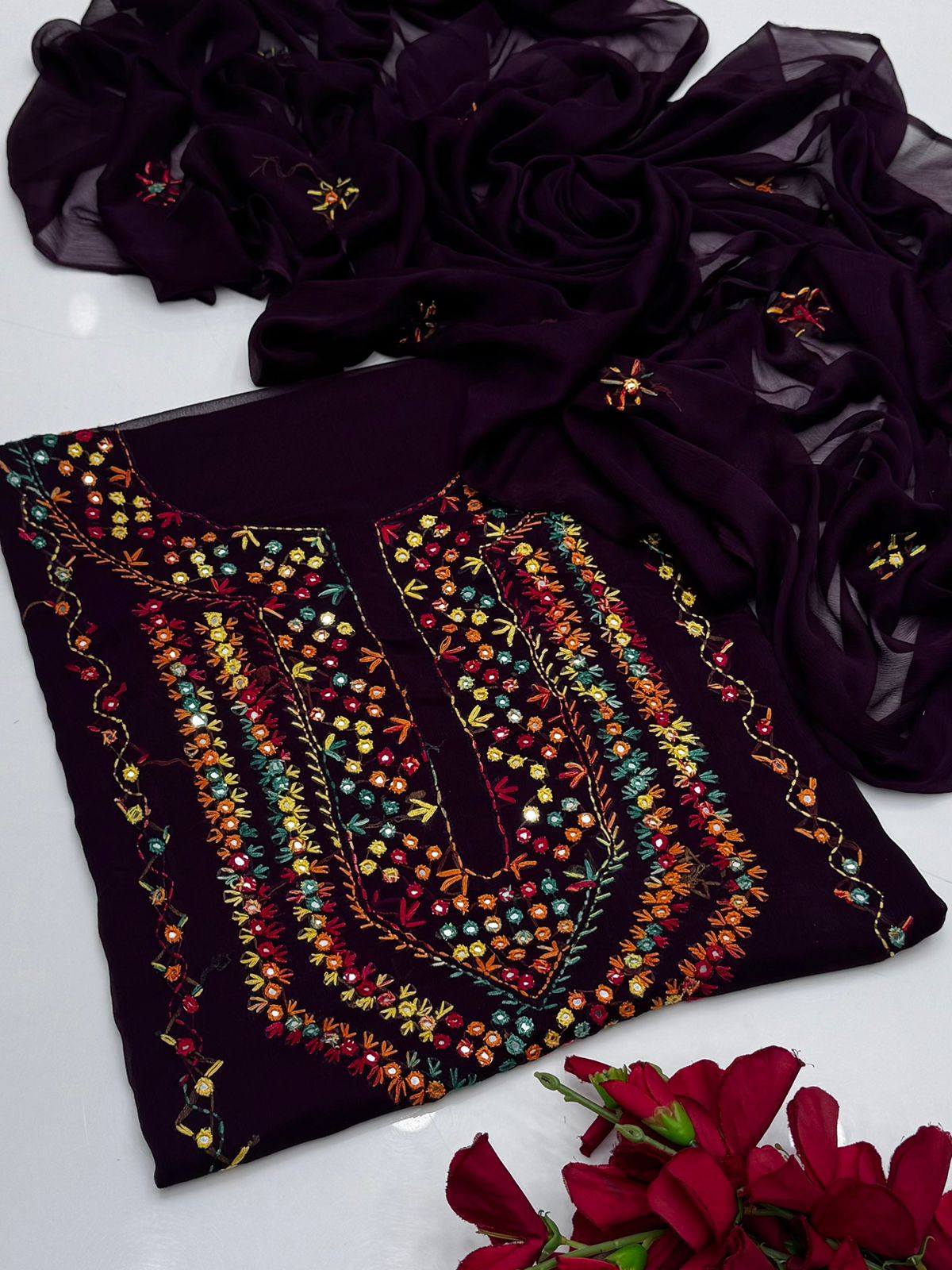 Hand Embroidered Bember Chiffon 2PC