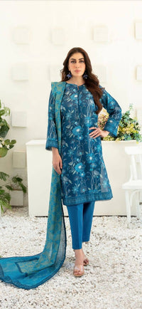 Stitched Digital Printed Chamki Lawn Dress