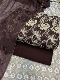 Pure Lawn Chickenkari Cutwork Dresses with Cotton Khaddi net Dupatta