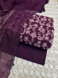Pure Lawn Chickenkari Cutwork Dresses with Cotton Khaddi net Dupatta