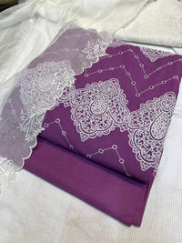 Pure Lawn Chickenkari Cutwork Dresses with Cotton Khaddi net Dupatta