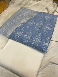 Pure Lawn Chickenkari Cutwork Dresses with Cotton Khaddi net Dupatta