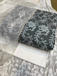 Pure Lawn Chickenkari Cutwork Dresses with Cotton Khaddi net Dupatta
