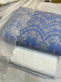 Pure Lawn Chickenkari Cutwork Dresses with Cotton Khaddi net Dupatta
