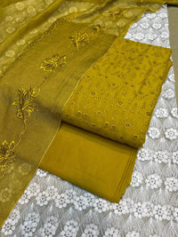 Pure Lawn Chickenkari Cutwork Dresses with Cotton Khaddi net Dupatta