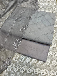 Pure Lawn Chickenkari Cutwork Dresses with Cotton Khaddi net Dupatta
