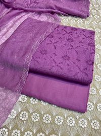 Pure Lawn Chickenkari Cutwork Dresses with Cotton Khaddi net Dupatta