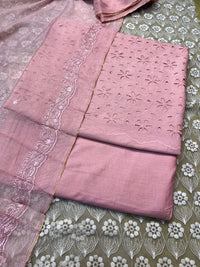 Pure Lawn Chickenkari Cutwork Dresses with Cotton Khaddi net Dupatta