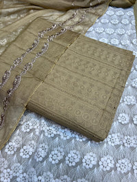Pure Lawn Chickenkari Cutwork Dresses with Cotton Khaddi net Dupatta