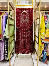 Chiffon Heavy Embroidered Gown 3 Piece