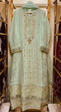 Chiffon Heavy Embroidered Gown Long Length 3 Piece