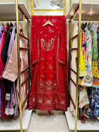 Chiffon Heavy Embroidered Gown 100 inches 3 Piece