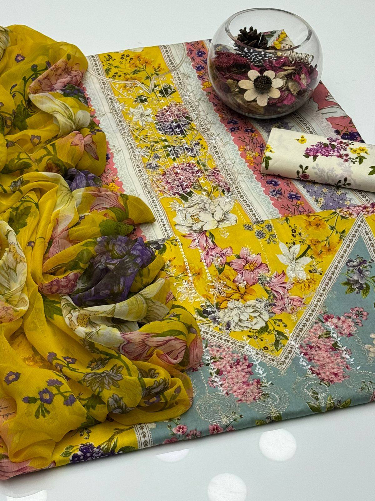 Soft Lawn Digital Print Embroidered 3 Piece