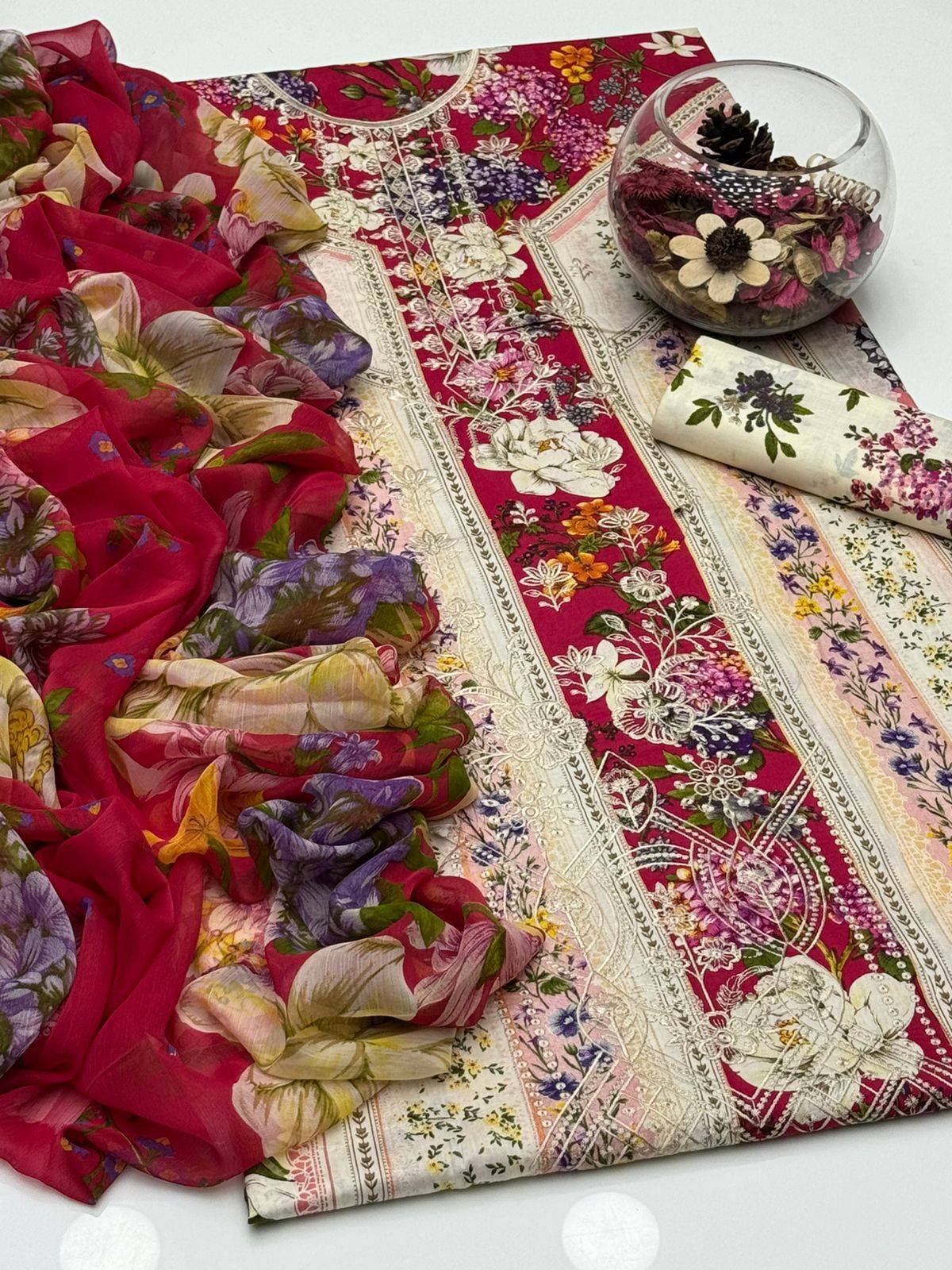 Soft Lawn Digital Print Embroidered 3 Piece