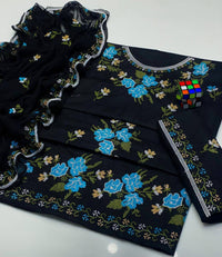 Soft Cotton Beautifully Floral Machine Cross Stitch 3 Piece