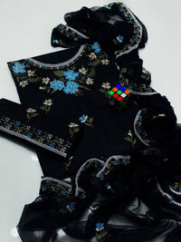 Soft Cotton Beautifully Floral Machine Cross Stitch 3 Piece