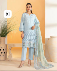 DINARA Stitched Embroidered Schiffli Lawn Dress