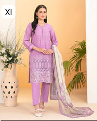 DINARA Stitched Embroidered Schiffli Lawn Dress