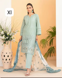 DINARA Stitched Embroidered Schiffli Lawn Dress