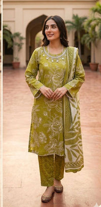 GUL AHMED Full Dori Piping Work lawn Dress 3 Piece