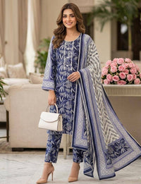 GUL AHMED Full Dori Piping Work lawn Dress 3 Piece