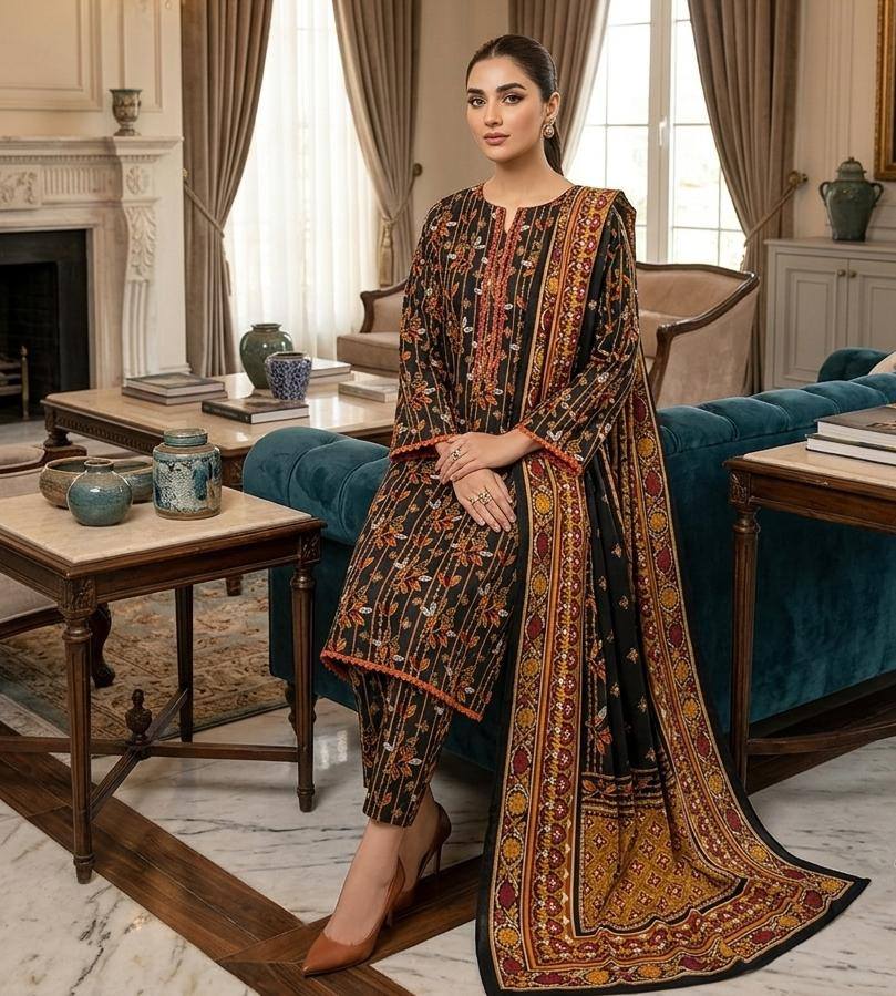 GUL AHMED Full Dori Piping Work lawn Dress 3 Piece