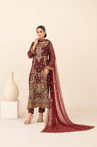 LIBAAS-E-ISHQ Semi-Stitched Fancy Embroidered Chiffon Dress