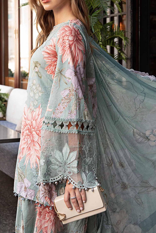 Maria B Printed Lawn embroidered neck