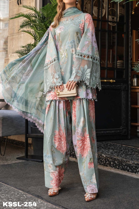 Maria B Printed Lawn embroidered neck