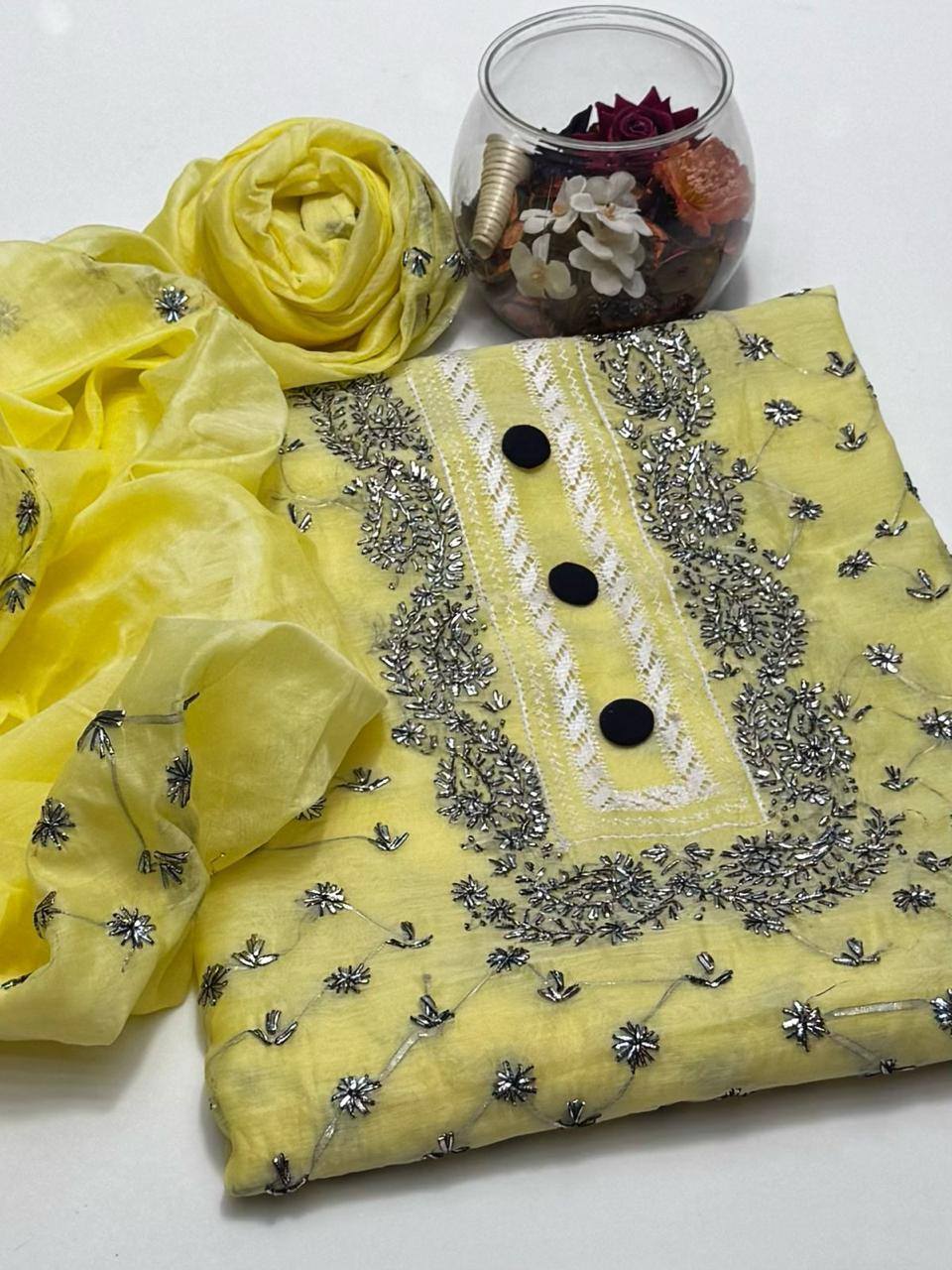 Hand Embroidered Paper lawn 2 Piece