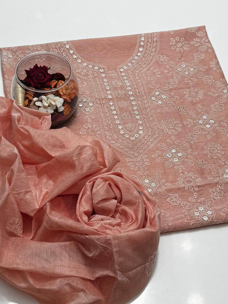 Hand Embroidered Paper lawn 2 Piece