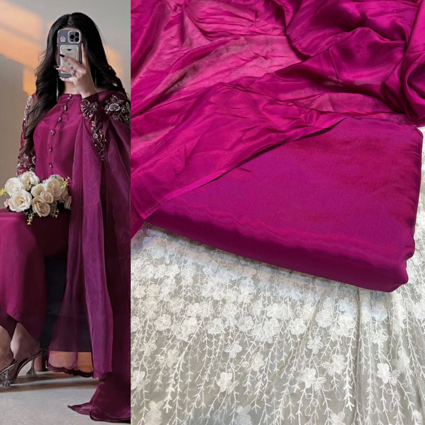 Pure Russian Silk Dress 2 Piece