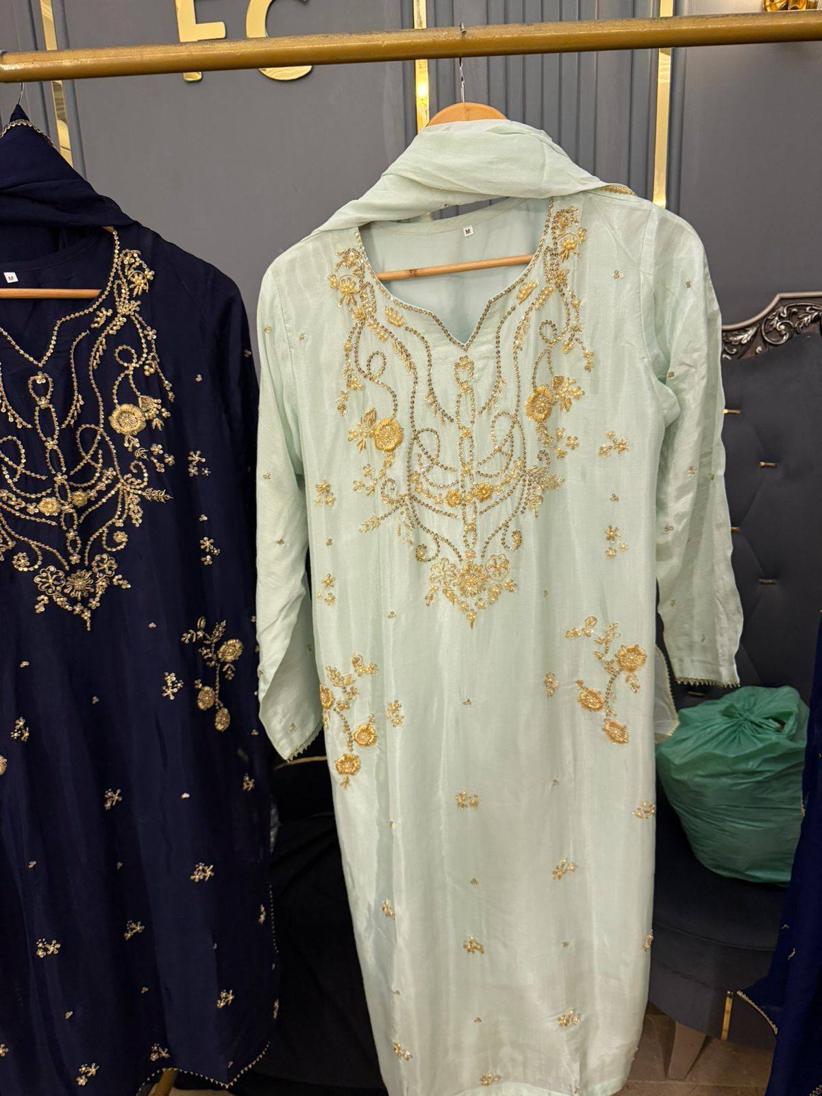 Premium Raw Silk handwork Dress