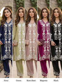 Rawsilk floral embroidered Suit