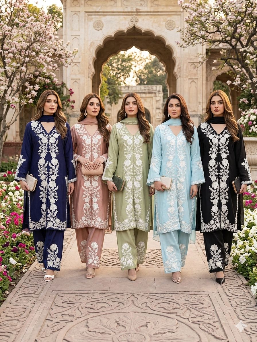Rawsilk floral embroidered Suit