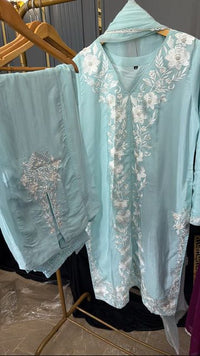 Rawsilk floral embroidered Suit