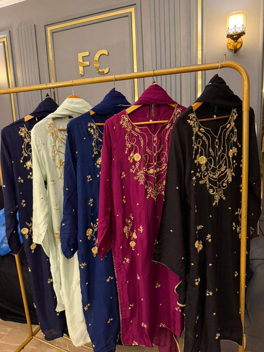 Premium Raw Silk handwork Dress
